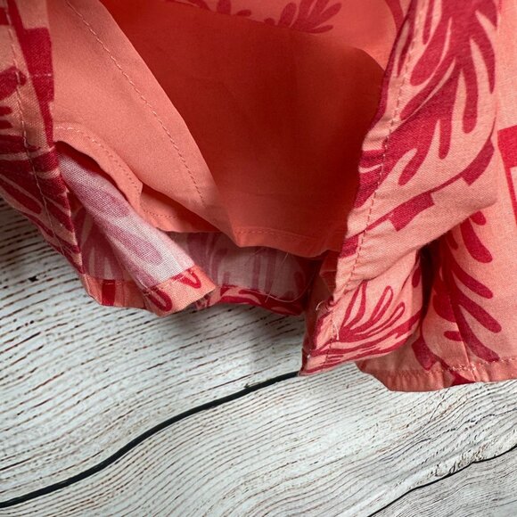Petal & Pup Button-Up Shirt & Shorts Set Womens XS Peach Palms Taylor Cotton - Picture 14 of 16